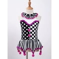 thumbnail image 5 of TTAO Girls Halloween Circus Clown Dress Sequined Halter Checkerboard Printed Dance Leotard Skirts Rose 8, 5 of 7