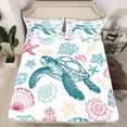 thumbnail image 2 of Manfei Green Sealife Turtle Bed Sheets Set Queen Size,Ocean Sea Beach Bedding Sets Queen Size,Shell Coral Starfish Bed Sheets Queen,Lightweight Room Decoration,4pcs, 2 of 7