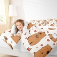 thumbnail image 3 of Erosebridal Capybara Full Size Comforter Sets For Capybara Lover,Red Cartoon Lovers Pattern Bedding Sets For Kids Girls Reversible 3 Pieces, 3 of 7