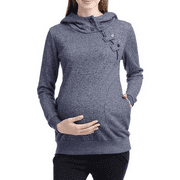 Jchiup Maternity Long Sleeve High Neck Casual Sweatshirts Tunic Tops with Pockets