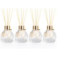 thumbnail image 1 of 4Pcs Reed Diffuser Set with Metal Golden Decoration, 3.5oz-4.2oz Empty Reed Diffuser Bottles with 20Pcs Reed Diffuser Sticks, Unique Design Bottles for Home and Office (Twill), 1 of 7