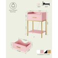 thumbnail image 3 of Nightstand with Charging Station,Bedside Table with Drawer and 2 Shelf Storage, Small Side Table, Modern Pink Night Stand, Tall End Table for Bedroom, Living Room (Pink), 3 of 18