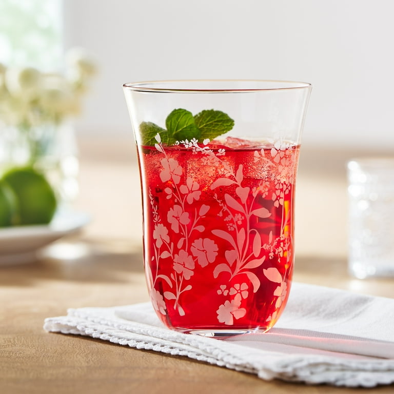 The Pioneer Woman Daisy Clear Glass Tumblers, 18 oz, Set of 4 photo 2