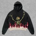 thumbnail image 2 of Halloween Y2K Gothic Skull Skeleton Print Hoodie Halloween Graphic Streetwear Pullover Sweatshirt, 2 of 3