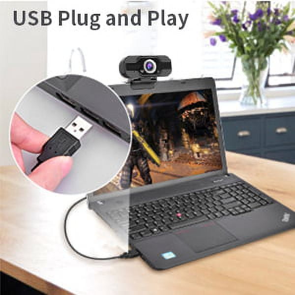 Webcam 1080P with Microphone, EIMELI USB PC Webcam Full HD Web Cameras for Computers Desktop Webcam, Plug and Play, Auto-Focus Web Camera for Video Calling, Conferencing, Recording, GamingBlack