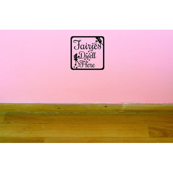 Custom Decals Fairies Dwell Here Wall Art Size: 20 X 20 Inches Color: Black
