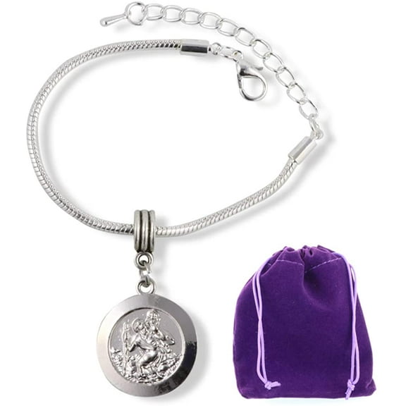 St Christopher Bracelet | Stainless Steel Hypoallergenic Snake Chain Charm Bracelet