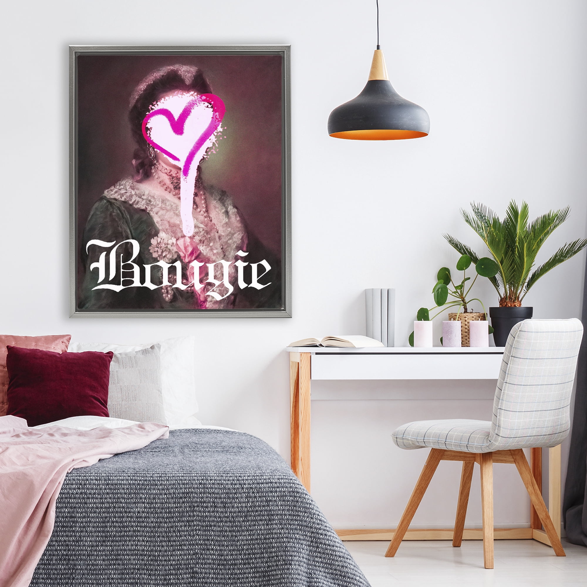 Bougie Classical Portrait Gray Framed Floater Canvas Wall Art, design by Lil' Rue