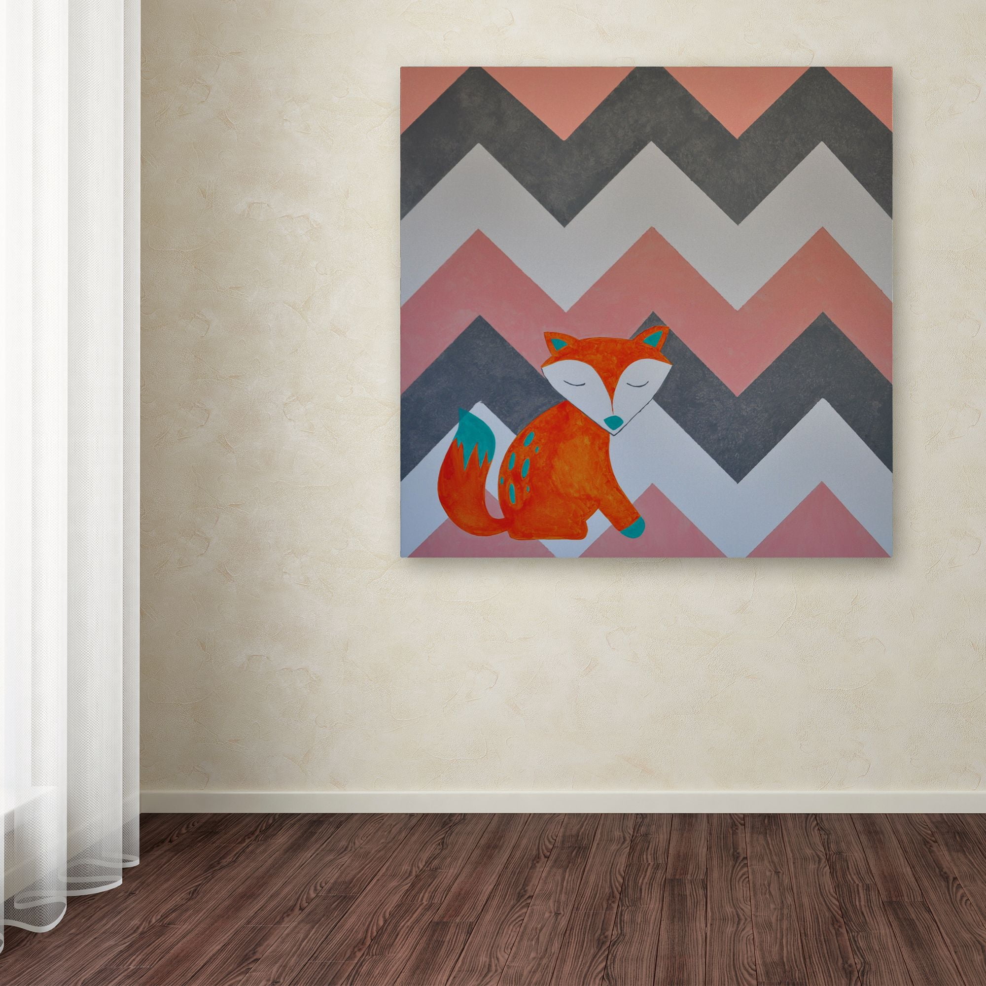 Trademark Fine Art "Fox on Chevron" Canvas Art by Nicole Dietz