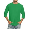 thumbnail image 1 of T-shirts à Manches /4 pour Hommes, Col Ras du Cou Confortable, Couleur Unie, Coupe Ajustée, Hauts Tee-Shirt, T-Shirts pour Hommes, Paquet, T-Shirt Long, Paquet pour Hommes, T-Shirts à Poche pour Hommes, T-Shirts à Poche pour Hommes, T-Shirts pour Hommes, Mode, T-Shirt pour Hommes, 1 of 3