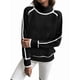 thumbnail image 5 of Suéteres de Otoño para Mujer, Modernos, Bonitos y Acogedores, de Cuello Alto, de Larga y Punto con Bloques de Color. Negro S, 5 of 10