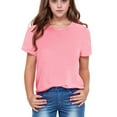 thumbnail image 4 of Inglocry Girls Short Sleeve Oversized T Shirts Kids Summer Crewneck Tops Basic Tees 5-14 Years Pink 150, 4 of 5