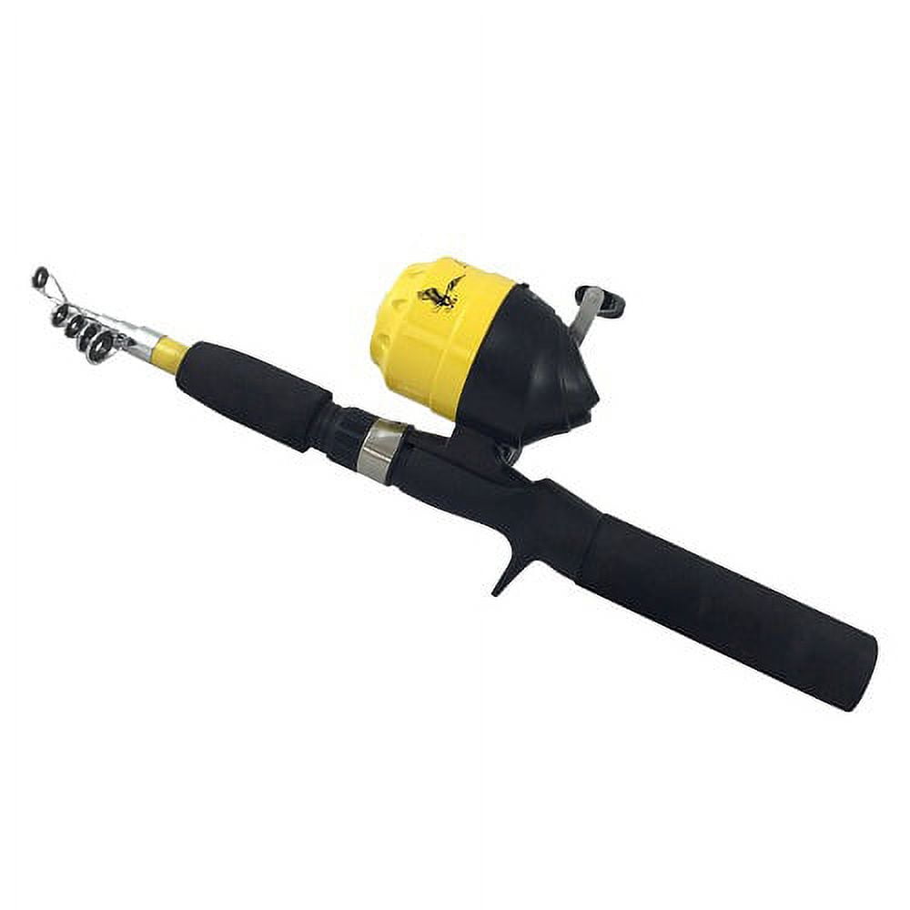 eagle claw pack-it spin combo telescopic rod 5.6 5'6" 1-Piece Spincast loaded with line and is equipped with a quick fold handle for easy storage Eagle Claw Pack-It Travel Spin