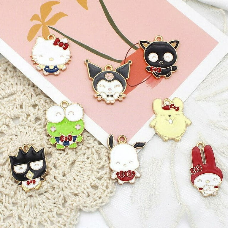 10PCS Sanrio Kuromi BAD BADTZ-MARU Hello Kitty DIY Jewelry Accessories  Alloy Drip Oil Necklace Accessories Bracelet Pendant