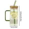 thumbnail image 5 of Shoreew Square Glass Tumbler with Handle And Lid 380ml Transparent Coffee Cup Portable Tea Milk Jar for Hot Cold Drinks, 5 of 7