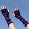 thumbnail image 3 of Chuancc Women's Long Fingerless Gloves - Warm Windproof Thumb Hole Elbow Length Knit Arm Warmers for Winter Purple One Size, 3 of 3