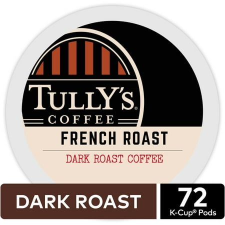Tullys Coffee French Roast Keurig K-Cup Coffee Pods, Dark Roast, 72 Count (4 Packs of 18