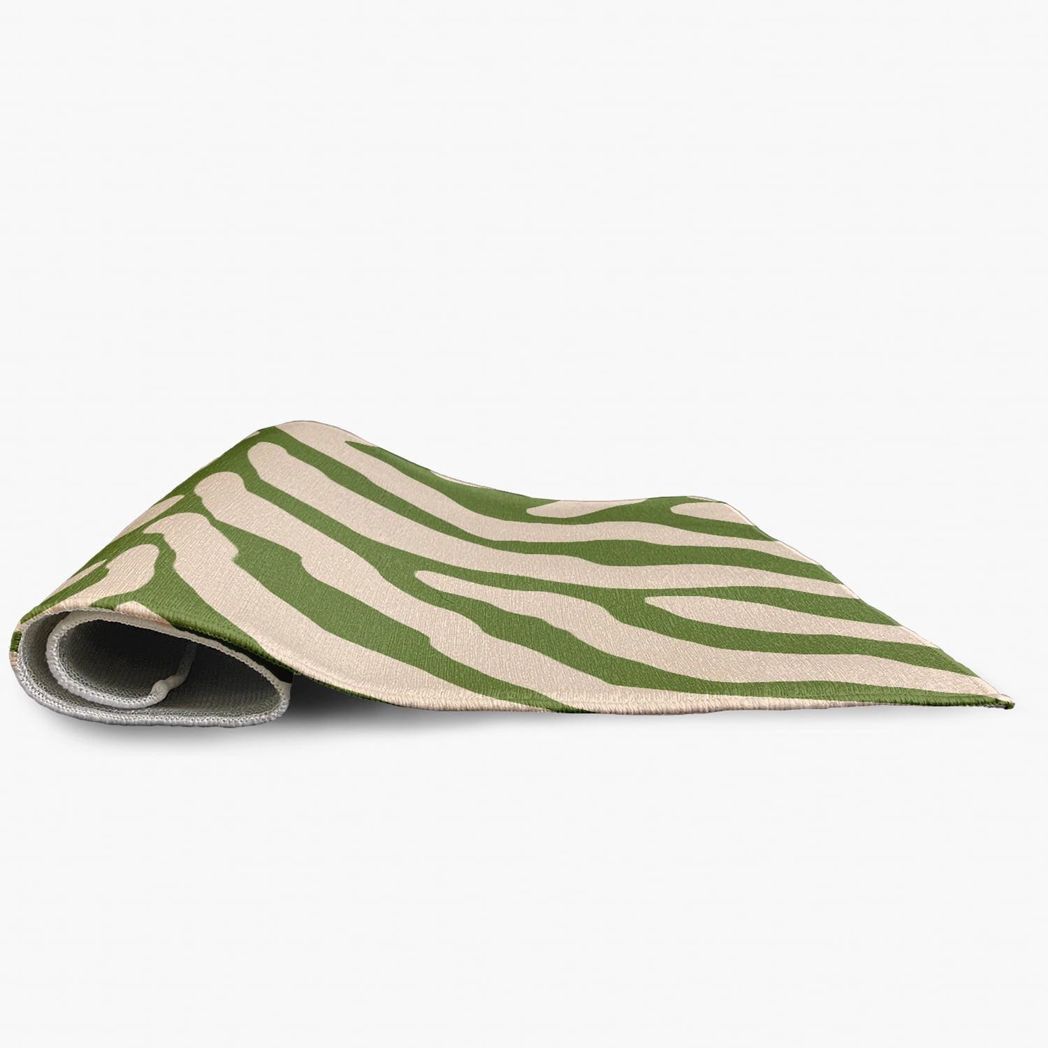Simply Daisy 5' Round Light Olive Animal Stripe Spring Chenille Indoor/Outdoor Rug