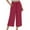 C-Red14, variant on DHFJKG Women's Casual Capri Pants Linen High Waisted Solid Color Loose Fit With Tight Waist Lace Up Wide Leg Cropped Pants Stylish Trousers