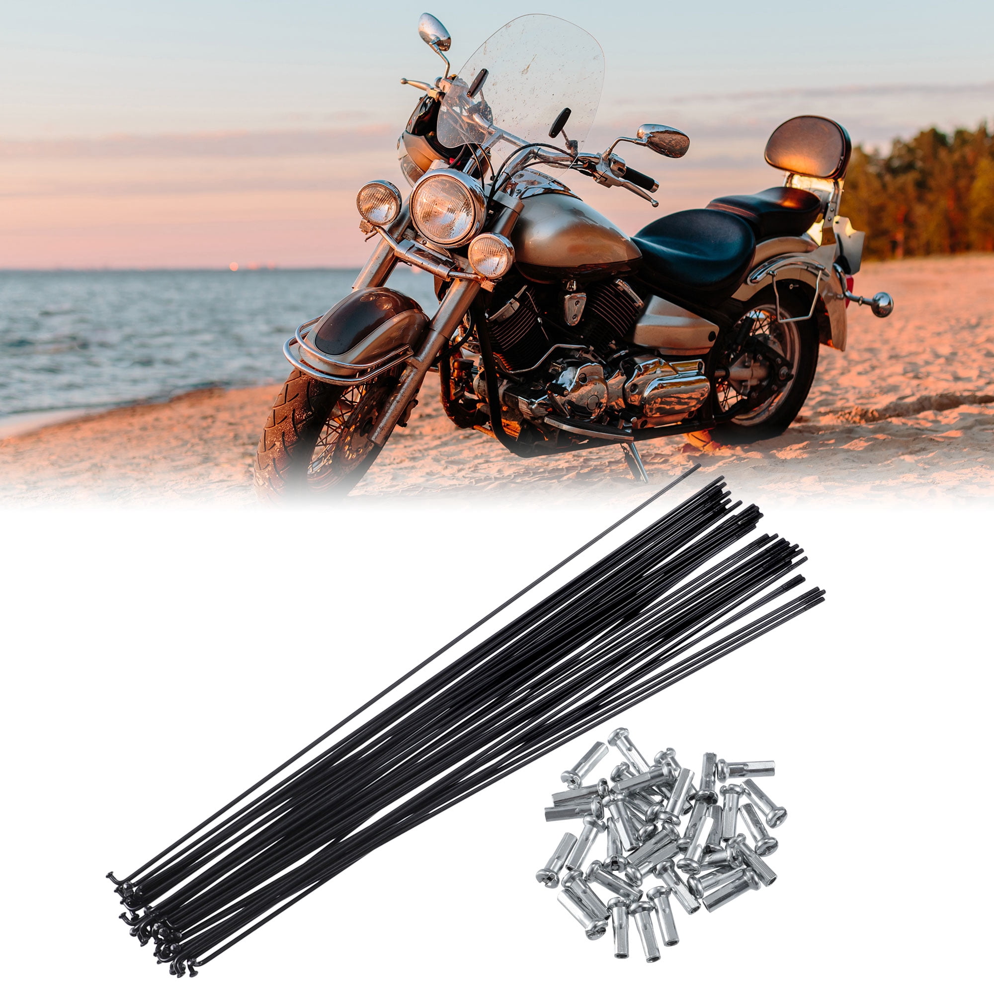 Unique Bargains 36Pcs 14G 270mm Length Bicycle Steel Spokes Motorcycles Wheel Spokes