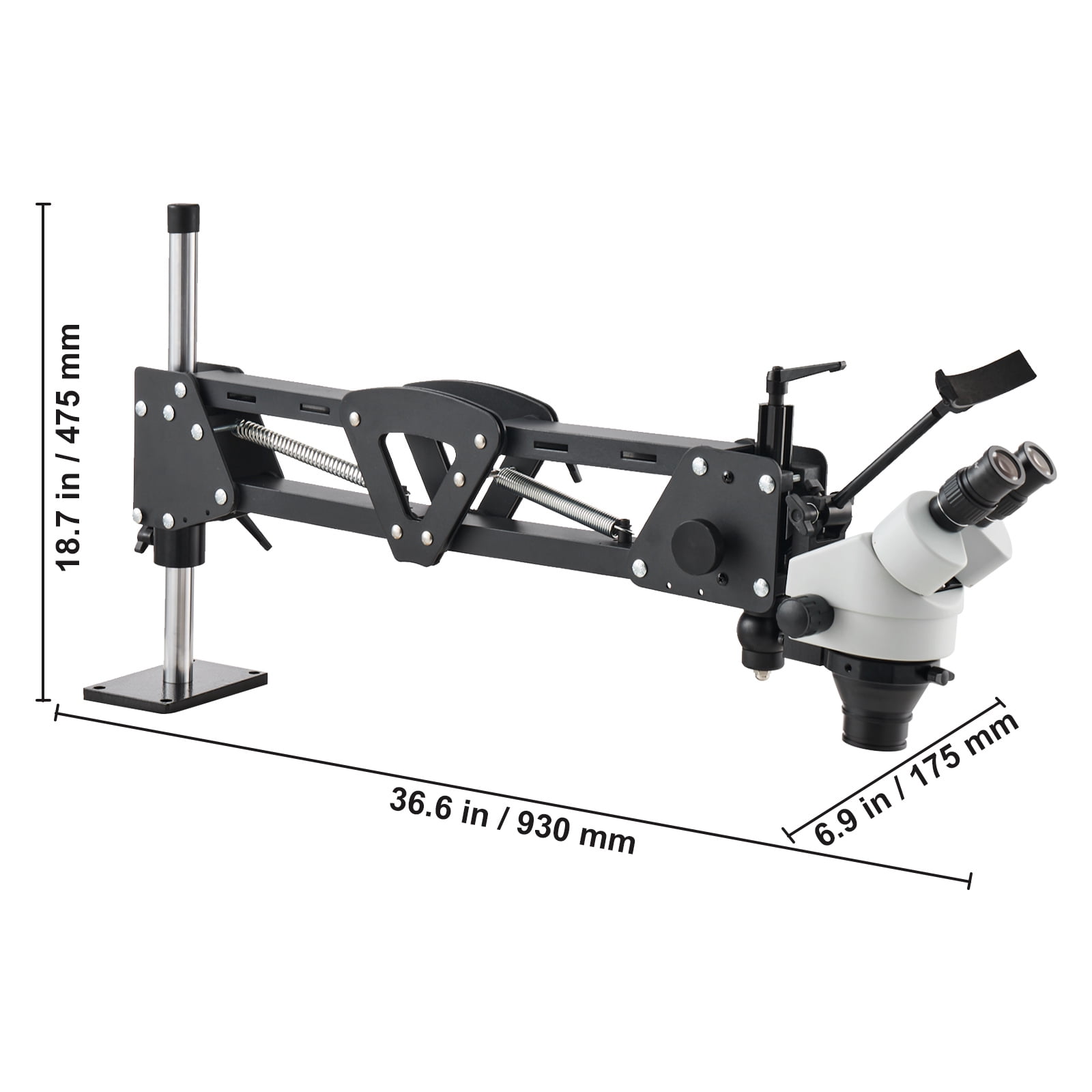 KFFKFF Multi-Directional Microscope with Adjustable Spring Bracket, 7X-45X Magnification Jewelry Microscope, Jewelry Inlay Stand with Built-In USB LED Ring Light and 360° Rotating Ball Vise