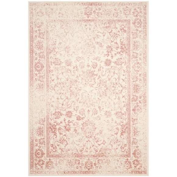 Bowery Hill Tapis Contemporain 4 Pieds X 6 Pieds Tissé à la Machine en Ivoire et Rose