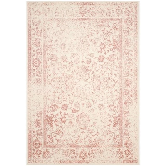Bowery Hill Contemporary 4' X 6' Power Loomed Rug in Ivory and Rose