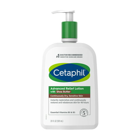 Body Lotion by CETAPHIL  Advanced Relief Lotion with Shea Butter for Dry  Sensitive Skin  20 oz  Fragrance Free  Hypoallergenic  Non-Comedogenic