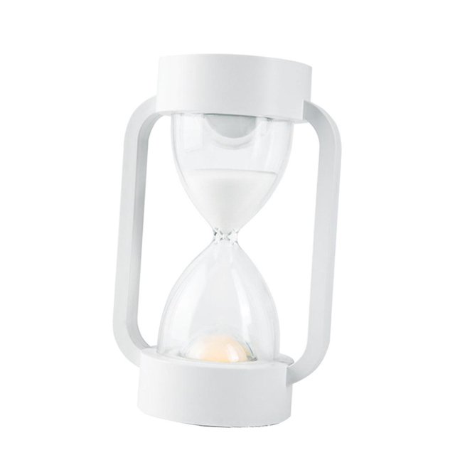 GROWTH TANK Hourglass Night Light Battery Powered Table Lamp for Bedroom White