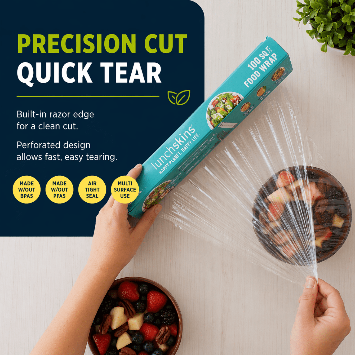 Lunchskins Compostable Clear Cling Food Wrap, 100 sq ft