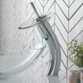 thumbnail image 4 of Kraus Tall Waterfall Bathroom Faucet for Vessel Sink with Clear Glass Disk and Pop-Up Drain, Chrome Finish, 4 of 10