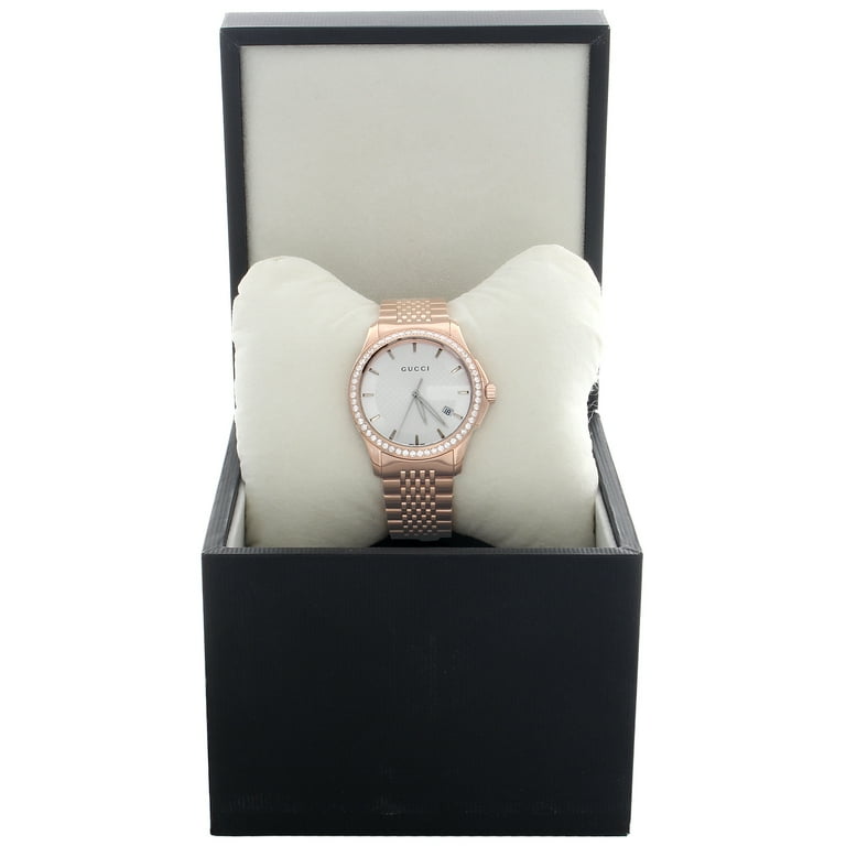 【sanzoku】 GUCCI YA126401 ホワイトダイヤル 時計 Gucci Ya126401 Diamond Watch White Dial 38mm Stainless Steel Rose