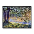 thumbnail image 2 of Designart Tree By River First Rays Of Afternoon Sun FLOAT FRAME WALL ART, 2 of 4