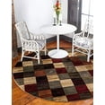thumbnail image 2 of Unique Loom Barista Geometric Squares Area Rug 4' x 4' Round Multi/Beige, 2 of 4