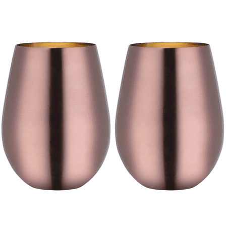 

Premium Solid Stainless Steel Wine Glasses | Set of 2 Large| Stemless Wine Glasses| Perfect for Entertaining Outdoors