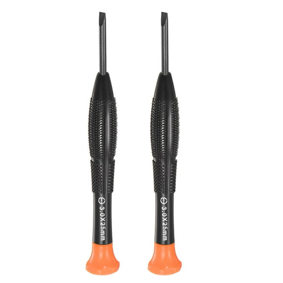 Uxcell Precision Slotted Screwdriver 3.0mm Flat Head Swivel Lid Nonslip Plastic Handle 2 Pack