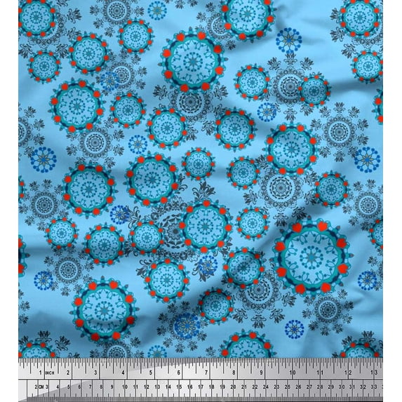 Soimoi Cotton Voile Fabric Floral & Damask Ethnic Decor Fabric Printed Yard 42 Inch Wide