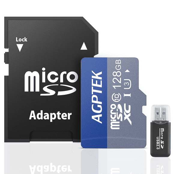 AGPTEK 128GB Micro SD Card with Card reader, Compatible with AGPTEK MP3 players, Black