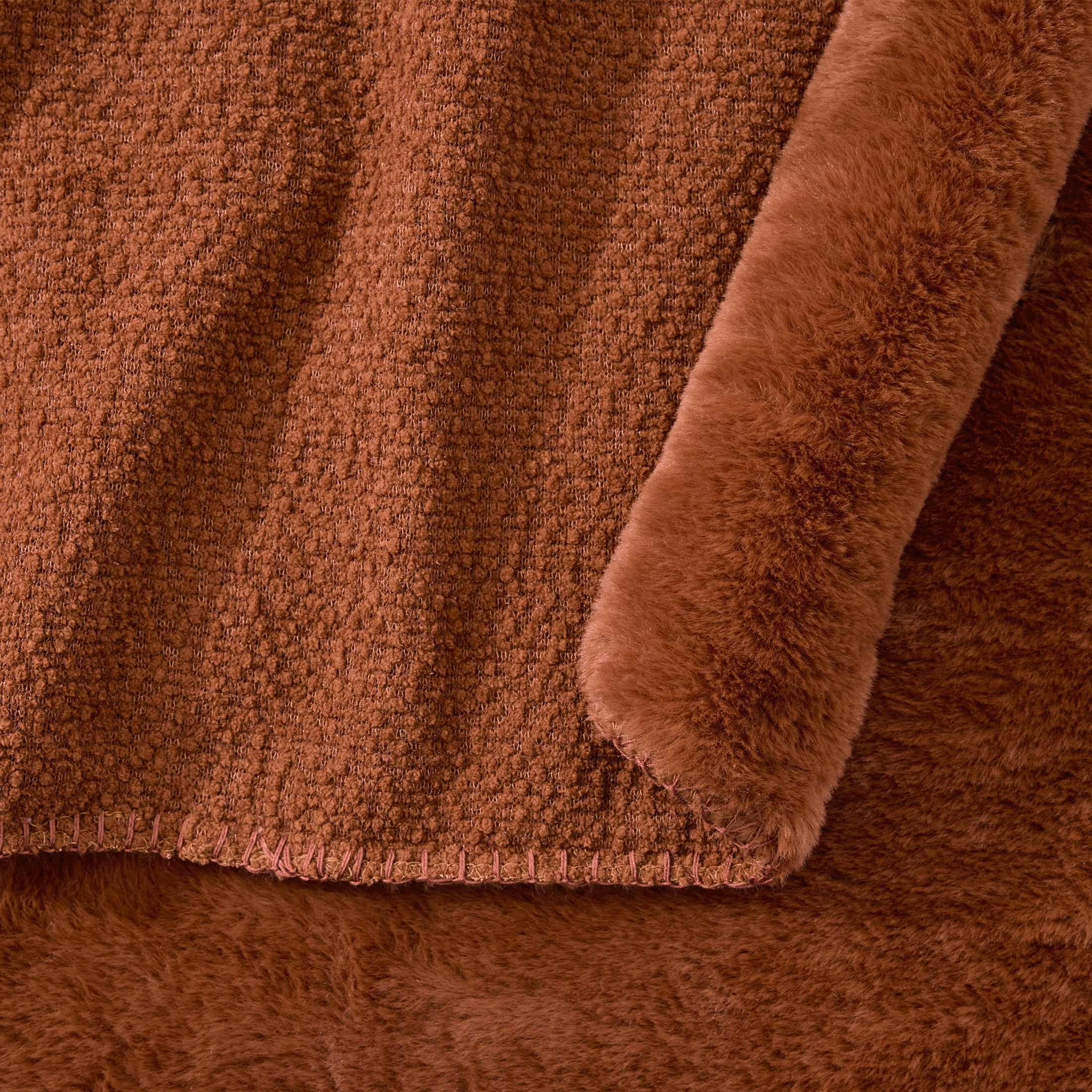 Better Homes & Gardens Gingerbread Cookie Boucle Reverse to Faux Fur Oversized Throw, 50 in x 72 in