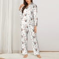 thumbnail image 2 of Yiaed Heart Panda Print Pajamas Women's Long Sleeve Sleepwear Soft Button Down Loungewear Pjs Lounge Set Nightwear Womens Pajama Pants-X-Large, 2 of 7