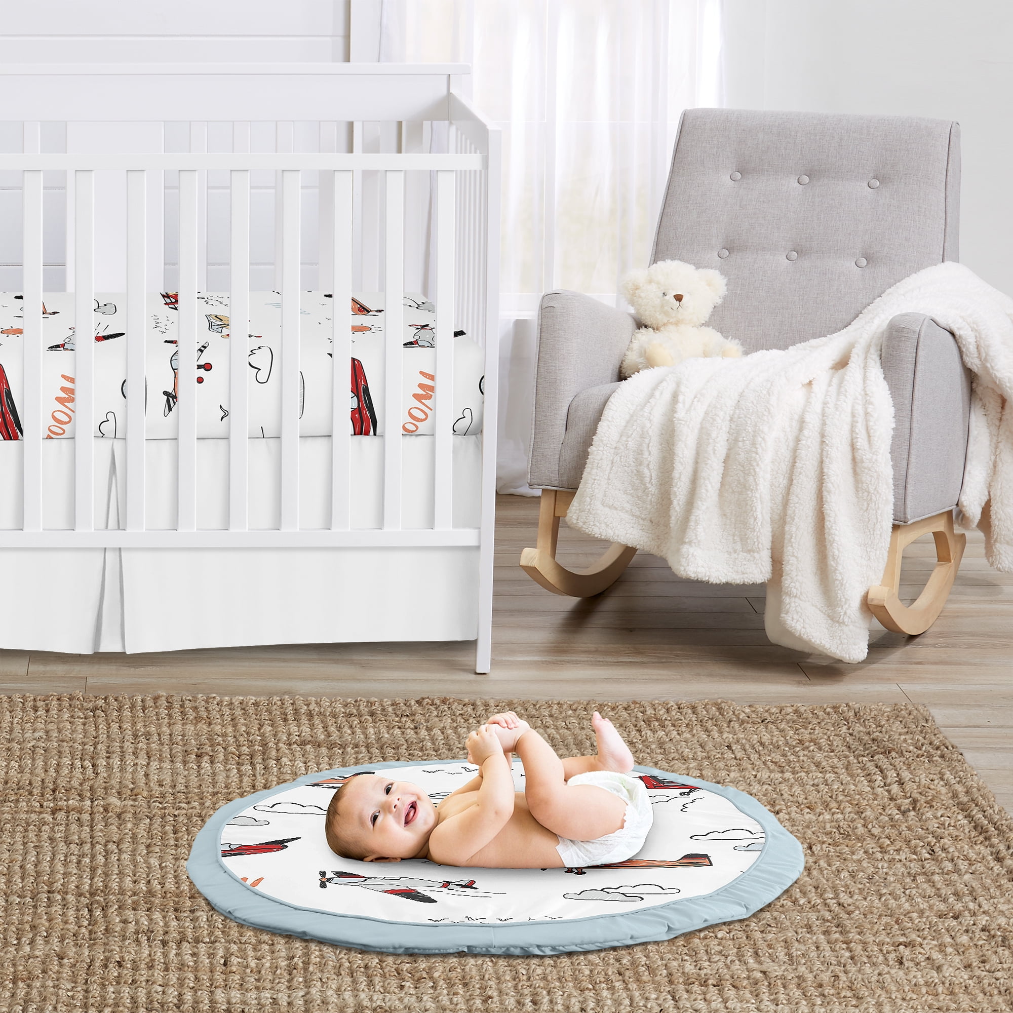 Sweet Jojo Designs Airplane Red Blue and White Baby Play Mat