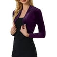thumbnail image 4 of INSPIRE CHIC Boléro Court en Velours à Manches Longues Ouvert à l'Avant pour Femme TP Violet, 4 of 6