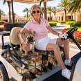 thumbnail image 3 of Golf Cart Seat Covers for 2 Seater,Brown Teal Geometric Microfiber Cart Seat Towel Blanket,Retro Modern Plaid Abstract Art Absorbent Breathable Non Slip Bench Seats Protector for Golf Course 51"x31", 3 of 9
