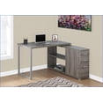 thumbnail image 3 of Desks, L-Shaped Home Office Desk - Left/Right Setup, Storage Drawers, Modern Brown Laminate/Grey Metal | Taupe | Particle Board, 3 of 6