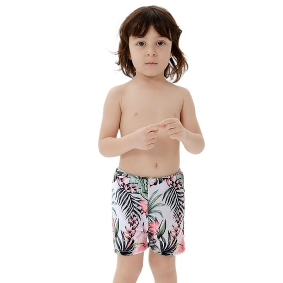 Kiapeise Parent-Child Matching Swimsuit, Flower Print Mother Girl Baby Bodysuit Father Boy Shorts Family Swimwear