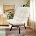 thumbnail image 5 of Walsunny Outdoor Wicker Swivel Chair,360°Oversized Patio Papasan Chair with Soft Thick Cushion and Sturdy Steel Frame,Modern Rattan Lounge Chair for Living Room,Nature Rattan/Beige Cushion, 5 of 7