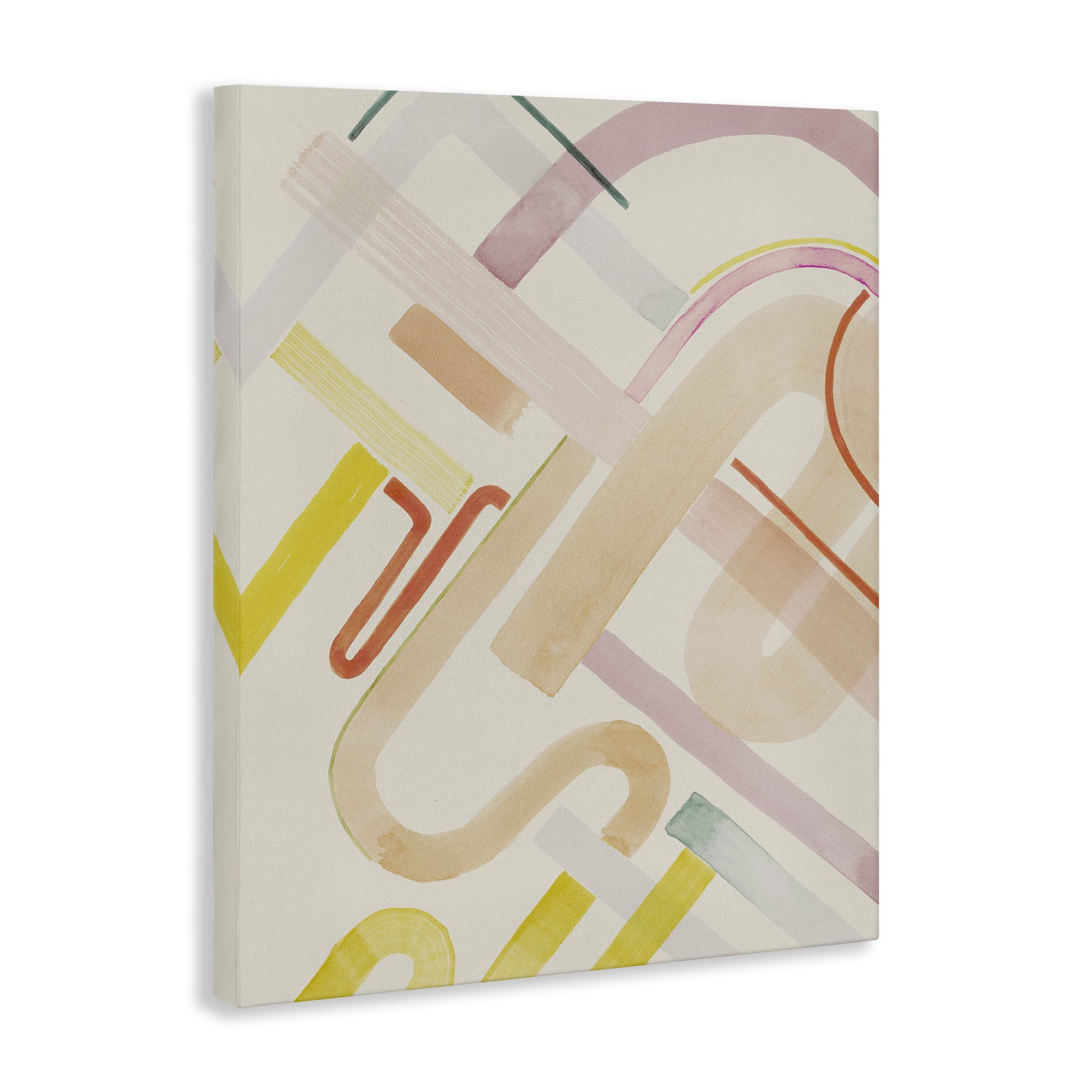 Stupell Industries Curved Forms Collage Abstract Painting Gallery Wrapped Canvas Art Print Wall Art, 30 x 40