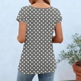 thumbnail image 6 of Staron Women's Spring Summer Casual Printed Button-Up Shirt Round Neck Short Sleeve Loose Top Tunic Blouse, Gray L, 6 of 7