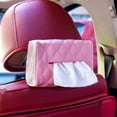 thumbnail image 3 of Funda para caja de pañuelos con suspensión de cuero PU para coche (rosa), 3 of 4