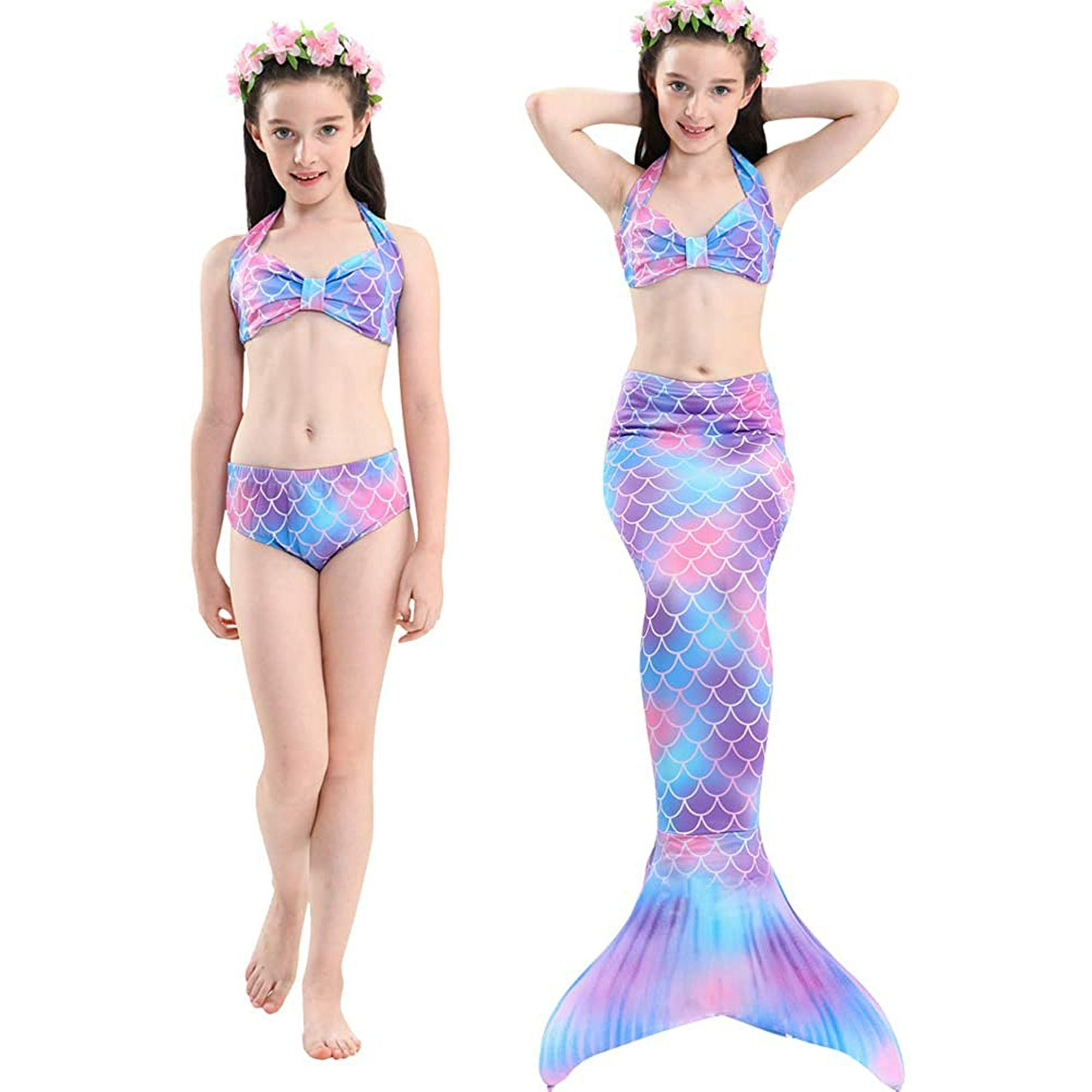 Sirene Queues pour les Filles de Natation 3Pcs Sirene Maillot de Bain Maillot de Bain pour 3 12 Ans Walmart